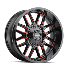 Load image into Gallery viewer, Mayhem 8107 Cogent 22x10 / 6x135 BP / -19mm Offset / 106mm Hub Black w/ Prism Red Wheel