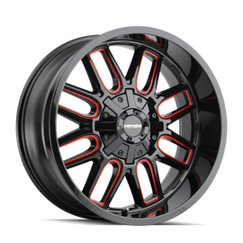 Mayhem 8107 Cogent 18x9 / 5x127 BP / 0mm Offset / 87.1mm Hub Black w/ Prism Red Wheel