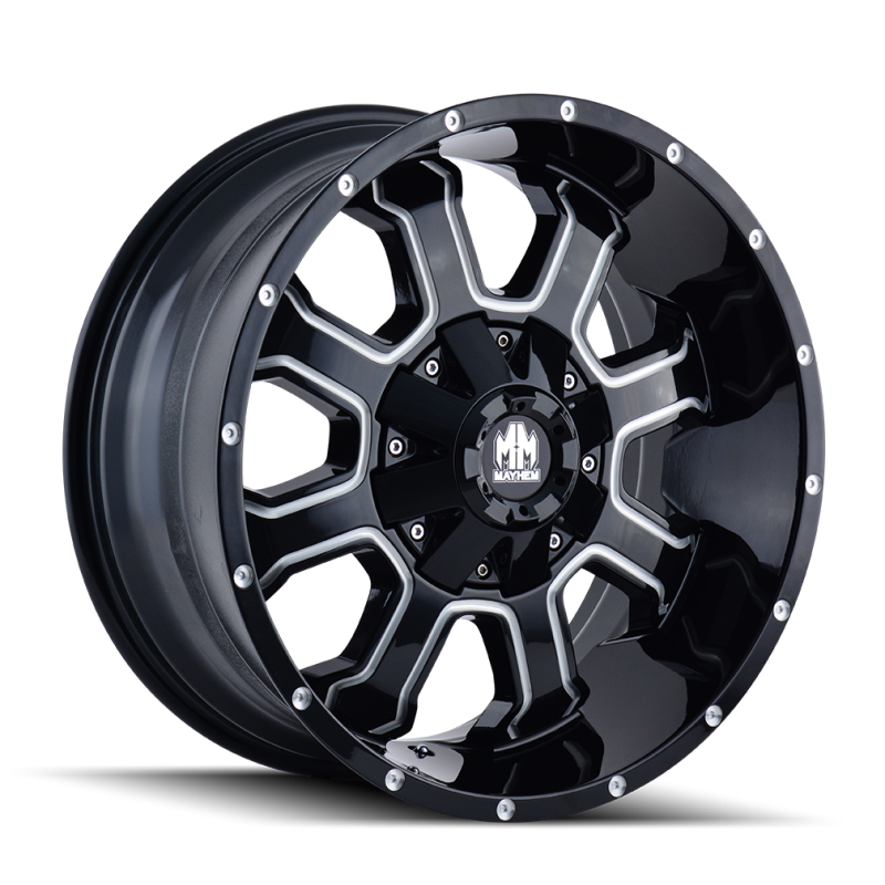 Mayhem 8103 Fierce 20x9 / 5x139.7 BP / 18mm Offset / 110mm Hub Black w/ Milled Spokes Wheel