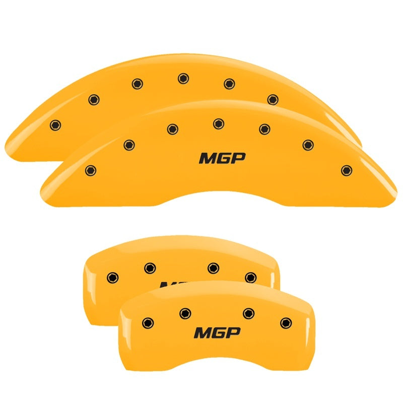 MGP 4 Caliper Covers Engraved Front JEEP Engraved Rear JEEP Grill logo Yellow finish black ch