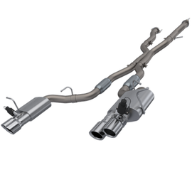 Close-up view of the QTP 2018-2022 Jeep Grand Cherokee Trackhawk QTP Screamer Cat Back exhaust components.