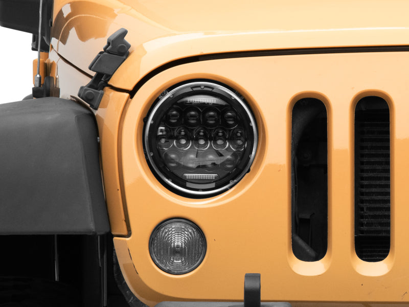 Raxiom 97-18 Jeep Wrangler TJ/JK Axial Series 13-LED Headlights- Black Housing (Clear Lens)