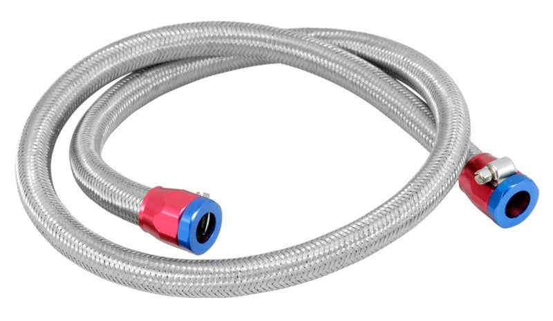 Spectre Stainless Steel Flex Fuel Line 3/8in. ID - 3ft. w/Clamps Red/Blue