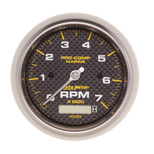 Load image into Gallery viewer, Autometer Marine Carbon Fiber Ultra-Lite 3-3/8in 7K RPM w/Hourmeter Tachometer Gauge