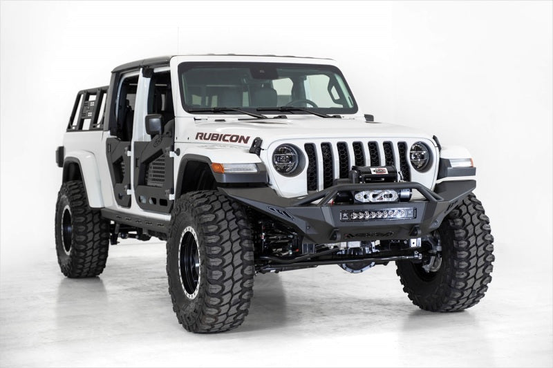 Addictive Desert Designs 2020 Jeep Gladiator JT Stealth Fighter Front Bump w/ Top Hoop & Winch Mount-Bumpers - Steel-San Diego Overlanding-Addictive Desert Designs