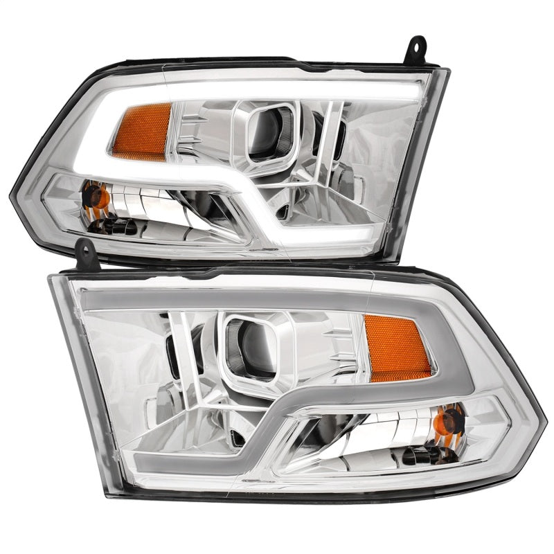 ANZO 09-18 Dodge Ram 1500 Plank Style Projector Headlights Chrome w/ Halo