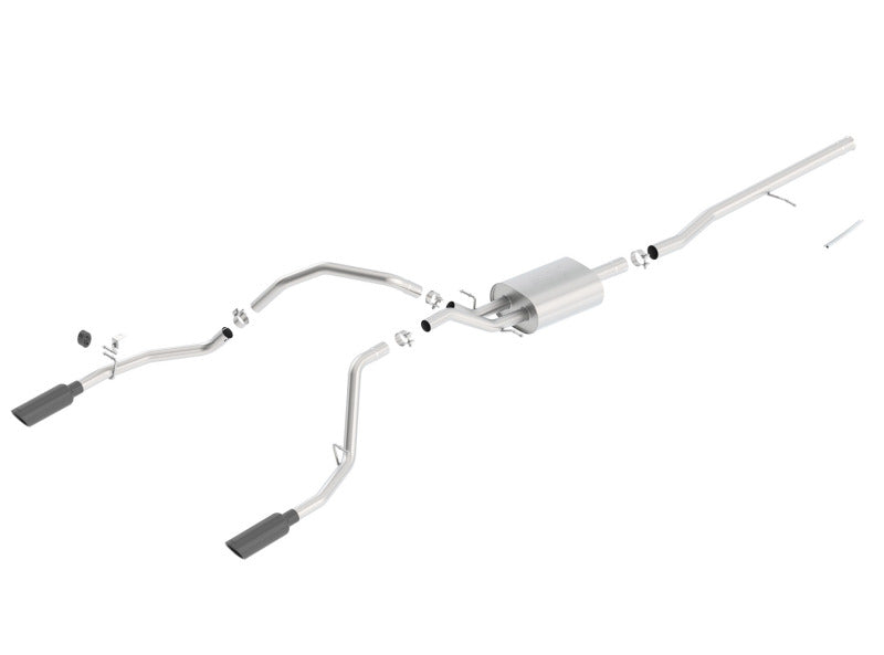 Borla 14 Silv/Sierra C/B Exhaust ATAK 1500 5.3L V8 AT/MT 2&4WD Ext Cab (78.7) WB - Black Chrome
