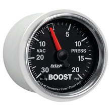 Load image into Gallery viewer, Autometer GS 52mm 30 in Hg/20 psi Mechanical Vacuum/Boost Gauge