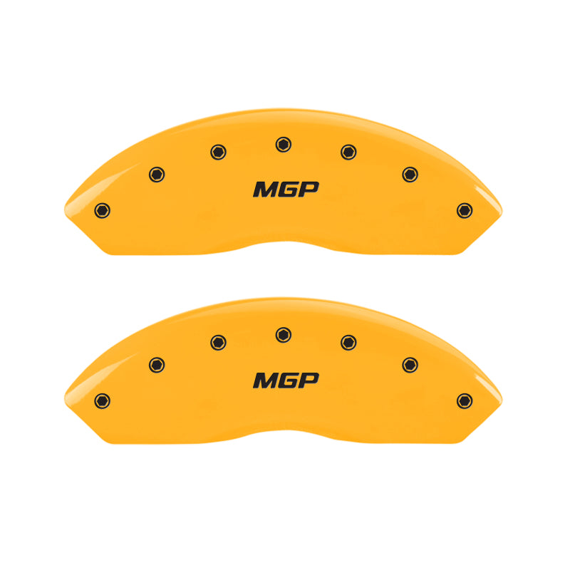 MGP 2 Caliper Covers Engraved Front MGP Yellow Finish Black Characters 2006 Jeep Wrangler