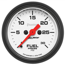 Load image into Gallery viewer, Autometer Phantom Fuel Pressure gauge 52mm 0-30 PSI Full Sweep Elec