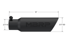 Load image into Gallery viewer, MBRP Universal Tip 3.5 O.D. Dual Wall Angled 2.5 inlet 12 length - Black Finish