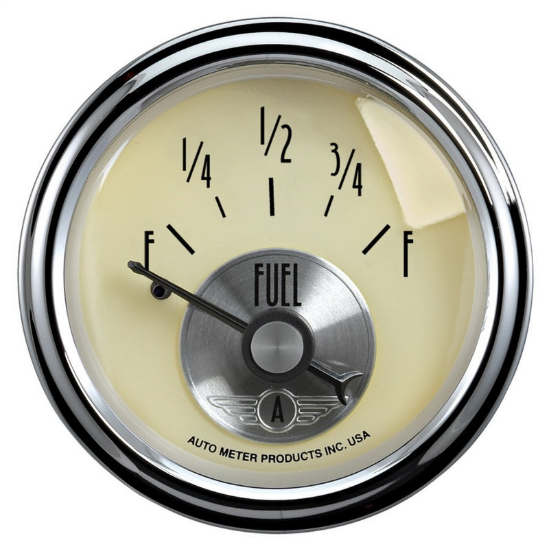 AutoMeter Gauge Fuel Level 2-1/16in. 240 Ohm(e) to 33 Ohm(f) Elec Prestige Antq. Ivory