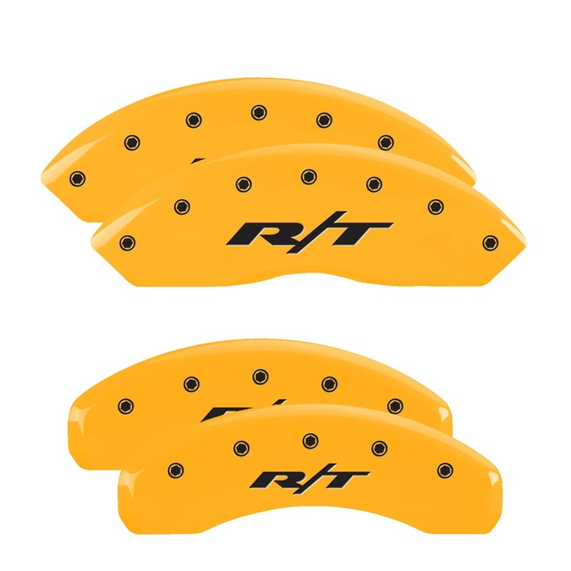 MGP 4 Caliper Covers Engraved Front & Rear Avalanche style/SS Yellow finish black ch