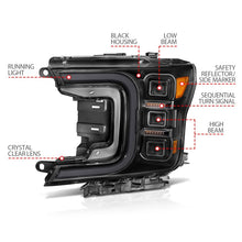 Load image into Gallery viewer, ANZO 18-20 Ford F-150 Full Led Projector Smoke Bar Style Headlights Black Amber