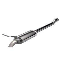 Load image into Gallery viewer, QTP 2007-2018 Jeep Wrangler JK QTP Crawler AR3 Cat Back exhaust system showcasing a polished stainless steel design.