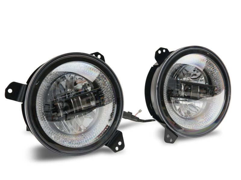 Raxiom 18-22 Jeep Wrangler JL/JT Axial Series LED Headlights- Black Housing (Clear Lens)