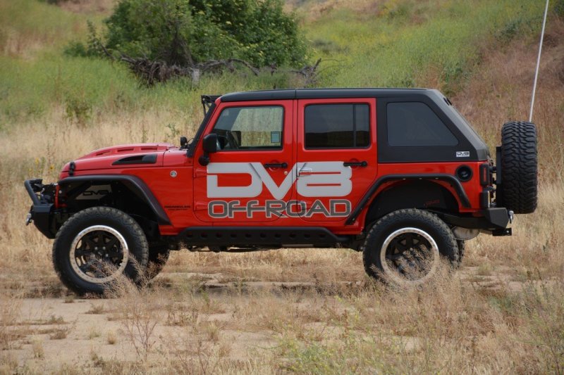 Close view of the Metal Heat Dispersion Hood by DV8 Offroad, emphasizing its robust construction.