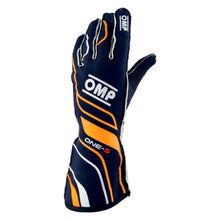 Load image into Gallery viewer, OMP One-S Gloves Navy Blue/Forange - Size Xs Fia 8556-2018