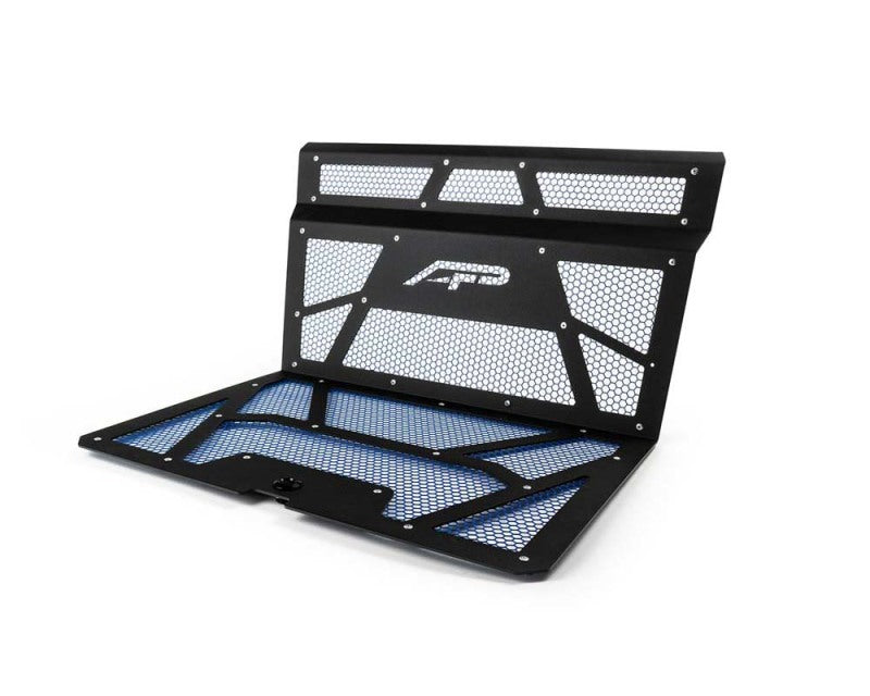 Agency Power 14-18 Polaris RZR XP 1000 / XP Turbo Vented Engine Cover - Matte Black/Blue Mesh