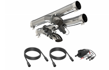 Load image into Gallery viewer, 2021-2024 Ram TRX 6.2L Aggressor Cutout Pipe by QTP featuring exhaust pipes, control components, and wiring for easy installation.