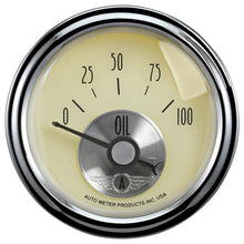 Load image into Gallery viewer, Autometer Prestige Series 2-1/16in 100 PSI Oil Presse Gauge (Antique Ivory)