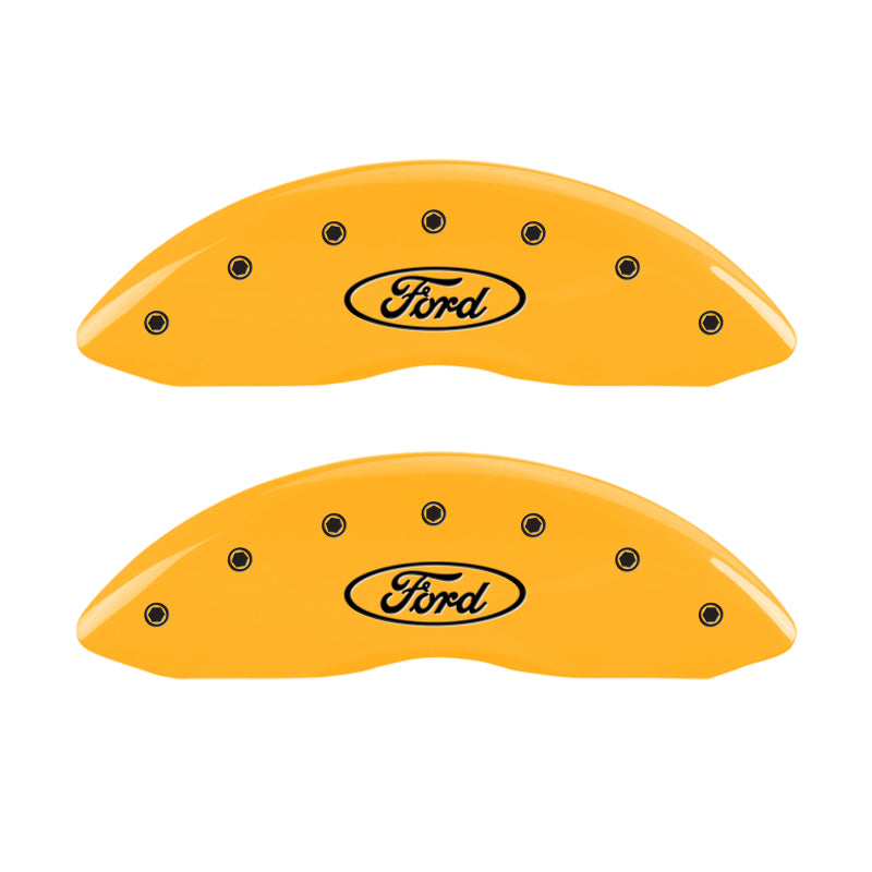 MGP 4 Caliper Covers Engraved F & R Oval Logo/Ford Yellow Finish Black Char 2005 Ford Excursion