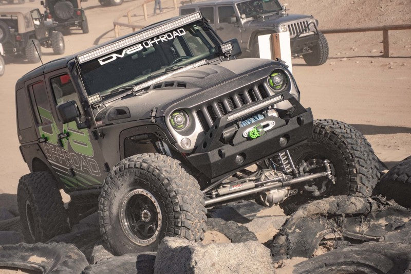 Stylish top view of DV8 Offroad Jeep Wrangler KC with Metal Heat Dispersion Hood.