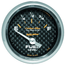 Load image into Gallery viewer, Autometer Carbon Fiber 52mm 240 Empty-33 Full Electronic Fuel Level Gauge