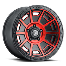 Load image into Gallery viewer, ICON Victory 17x8.5 5x5 -6mm Offset 4.5in BS Satin Black w/Red Tint Wheel