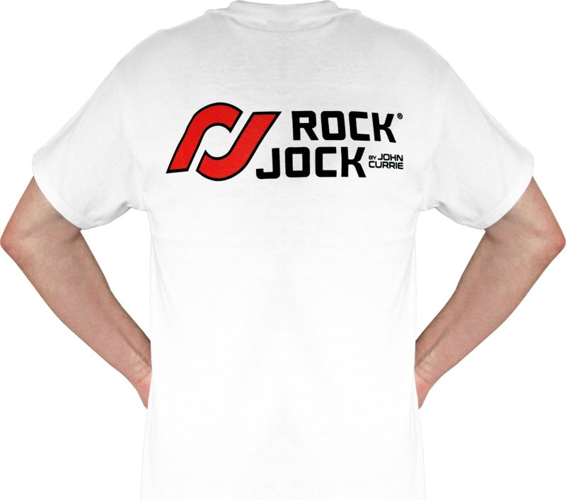 RockJock T-Shirt w/ Logos Front and Back White XL