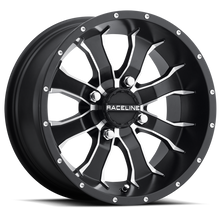 Load image into Gallery viewer, Raceline A77 Mamba 9x8in / 4x115 BP / -34.5mm Offset / 90mm Bore - Black &amp; Machined Wheel