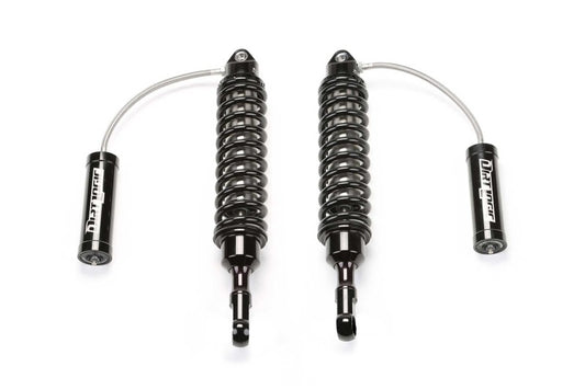 Fabtech 2021+ Ford F150 4WD 4in Front Dirt Logic 2.5 Reservoir Coilovers - Pair featured in a sleek design, highlighting its durable construction and advanced technology, perfect for off-road performance.