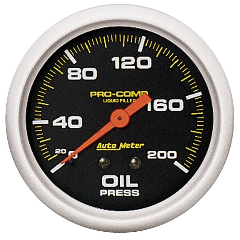 AutoMeter Gauge Oil Press 2-5/8in. 200PSI Liquid Filled Mech Pro-Comp