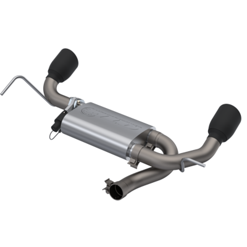 QTP 2007-2018 Jeep Wrangler JK Screamer Axle Back Exhaust System showcasing sleek design and powerful sound