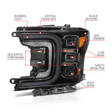 Load image into Gallery viewer, ANZO 18-20 Ford F-150 Full Led Projector Smoke Bar Style Headlights Black Amber