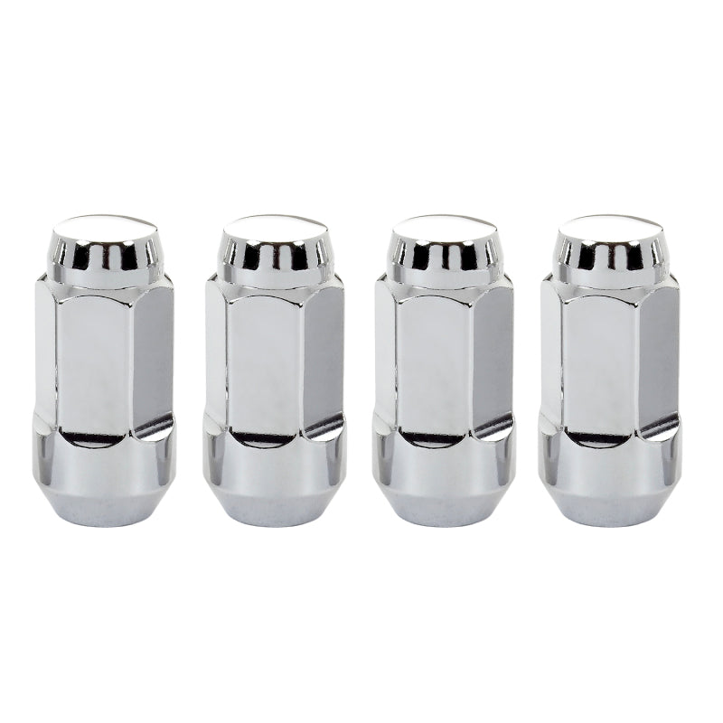 McGard Hex Lug Nut (Cone Seat Bulge Style) M14X1.5 / 13/16 Hex / 1.945in. Length (4-Pack) - Chrome