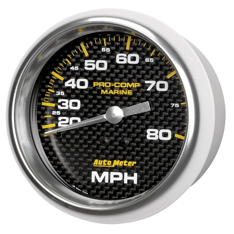 Autometer Gauge Speedometer 3-3/8in 80MPH Mechanical Marine Carbon Fiber