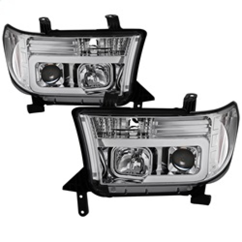 Spyder 07-13 Toyota Tundra V2 Light Bar DRL Projector Headlights - Chrome (PRO-YD-TTU07V2-LB-C)