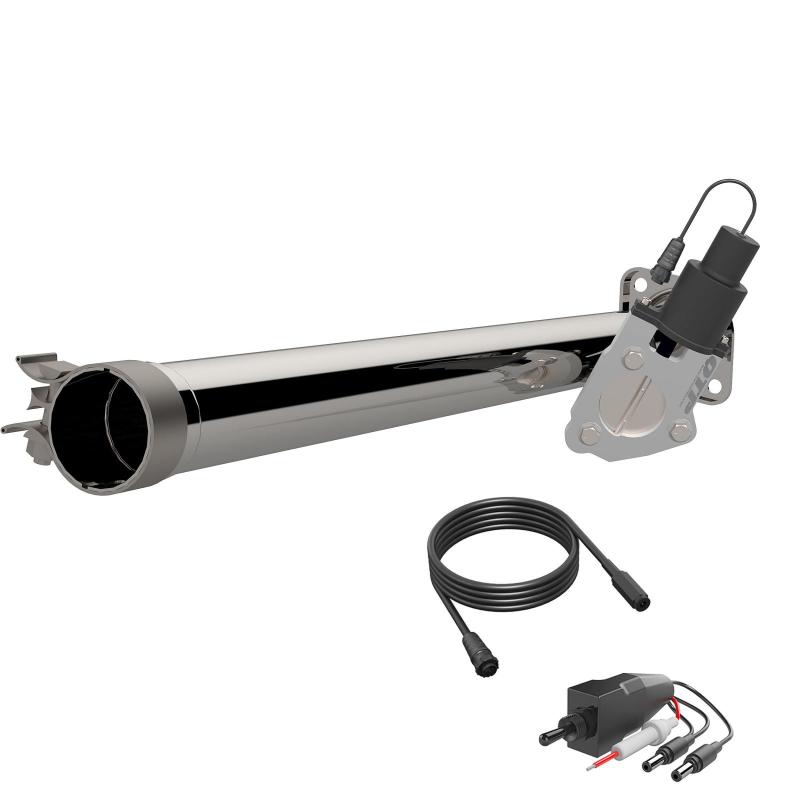 Polished 2015-2020 Ford F-150 QTP Aggressor Cutout Pipe by QTP with included wiring harness for easy installation.