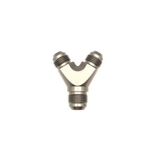 Load image into Gallery viewer, DeatschWerks 8AN Male Flare + 8AN Male Flare to 10AN Male Flare Y Block Fitting