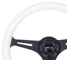 Load image into Gallery viewer, NRG Classic Wood Grain Steering Wheel (350mm) Glow-In-The-Dark Blue Grip w/Black 3-Spoke Center