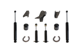 MaxTrac 09-18 RAM 1500 2WD 4in Rear Lift Kit components including shock absorbers and mounting hardware, designed for performance and durability by Maxtrac.