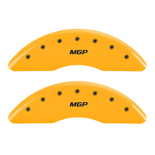 Load image into Gallery viewer, MGP 4 Caliper Covers Engraved Front &amp; Rear GMC Yellow finish black ch