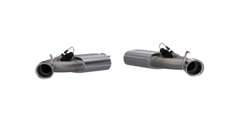 QTP Screamer Axle Back exhaust for 2016-2024 Chevrolet Camaro SS, showcasing sleek silver dual tip design.