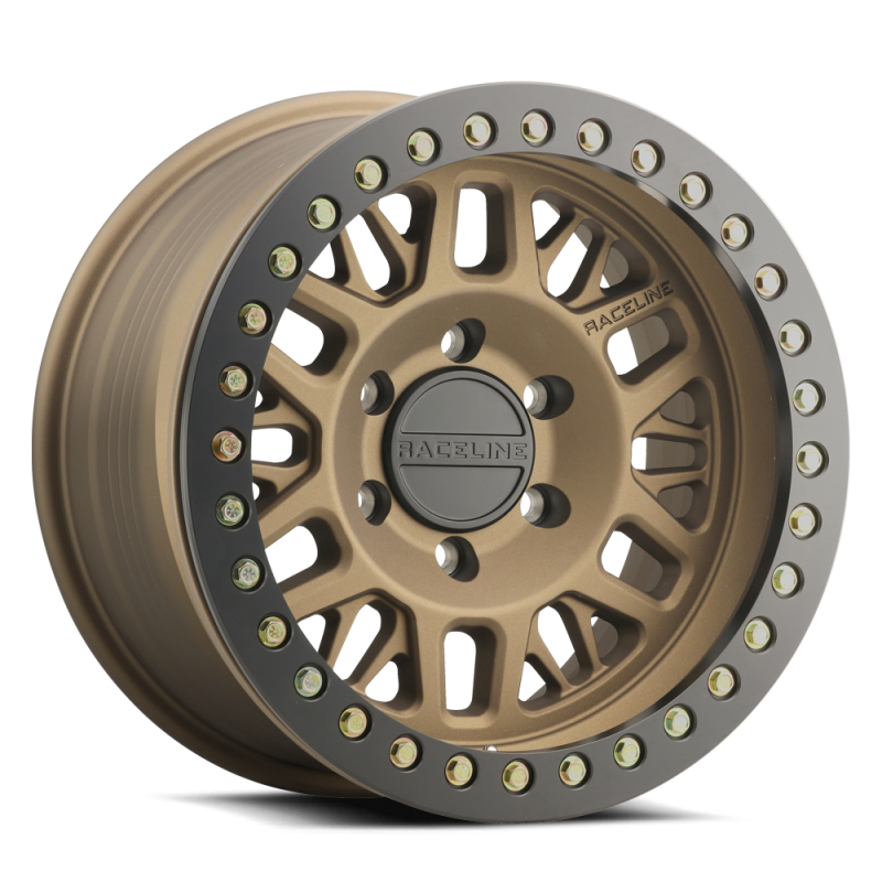 Raceline RT951B Ryno 17x9in/5x127 BP/-12mm Offset/83.82mm Bore - Bronze & Black Ring Beadlock Wheel