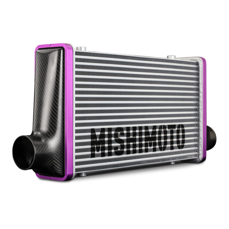 Mishimoto Universal Carbon Fiber Intercooler - Gloss Tanks - 600mm Silver Core - C-Flow - R V-Band