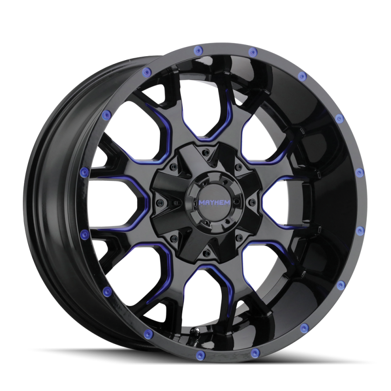 Mayhem 8015 Warrior 17x9 / 5x127 BP / -12mm Offset / 87mm Hub Black w/ Prism Blue Wheel