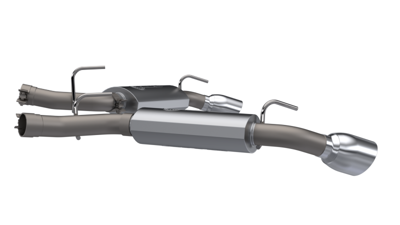 View of QTP 2010-2013 Chevrolet Camaro SS AR3 Axle Back Exhaust, emphasizing the sleek design and performance features.