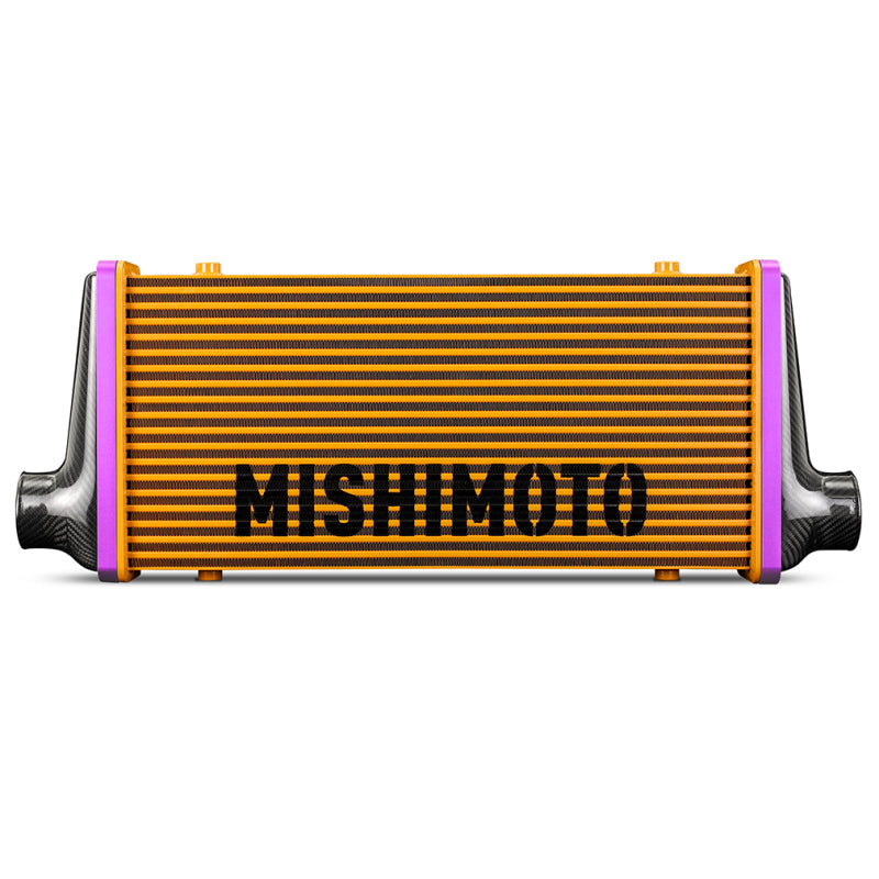 Mishimoto Universal Carbon Fiber Intercooler - Gloss Tanks - 525mm Gold Core - C-Flow - G V-Band