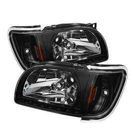 xTune Toyota Tacoma 01-04 1 Piece w/ Chrome Trim Crystal Headlights Black HD-ON-TT01-1PC-LED-CC-BK